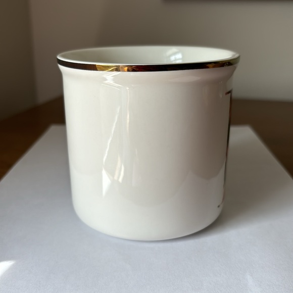 Pottery Barn K Monogram Initial Coffee Cup Mug Plaid Metallic Gold Rim - Picture 4 of 9